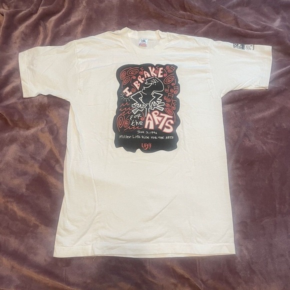 Fruit of the Loom Other - FOTL / I Brake For Arts Vintage 1996 T Shirt Large Made in USA Single‎ Stitch